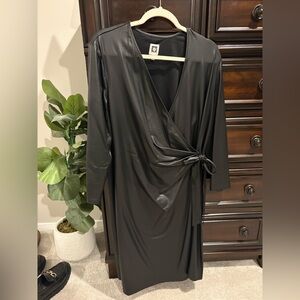 Anne Klein faux leather wrap dress